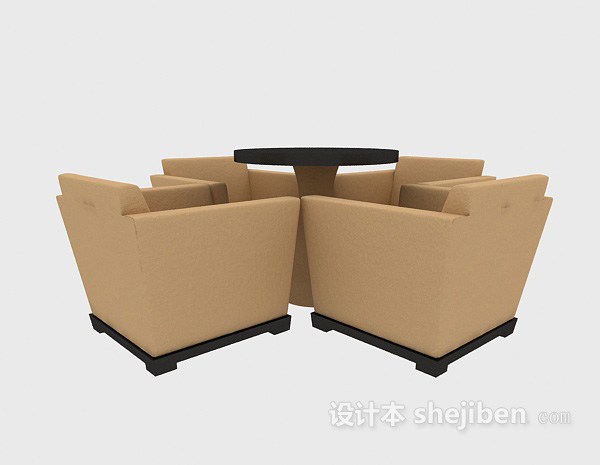 现代风格娱乐休闲桌椅组合3d模型下载