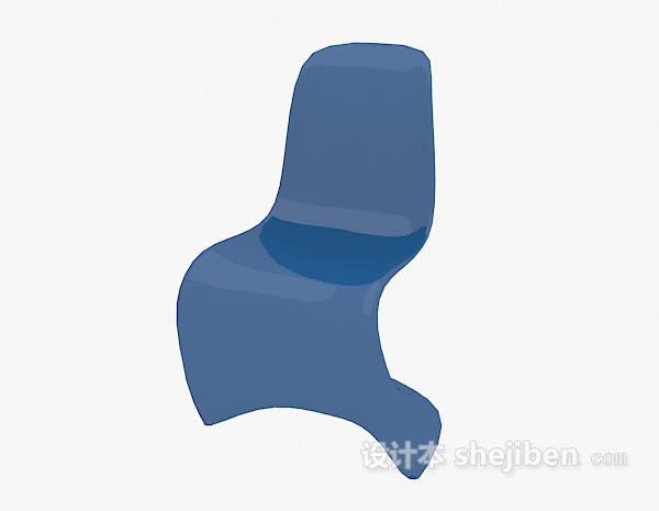 免费蓝色一体休闲椅3d模型下载