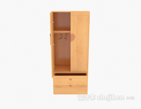 现代风格木色衣柜3d模型下载