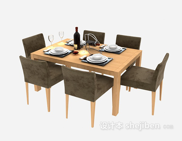 免费简约家具餐桌3d模型下载