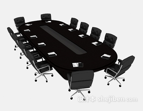 大型桌椅组合3d模型下载