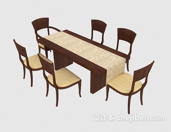 免费家庭简洁餐桌餐椅3d模型下载