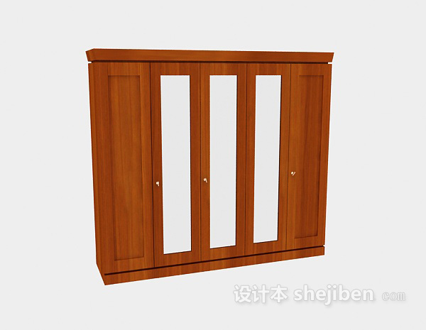 现代风格大型实木衣柜3d模型下载