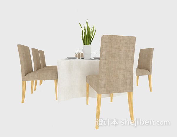 现代风格家居餐桌餐椅3d模型下载