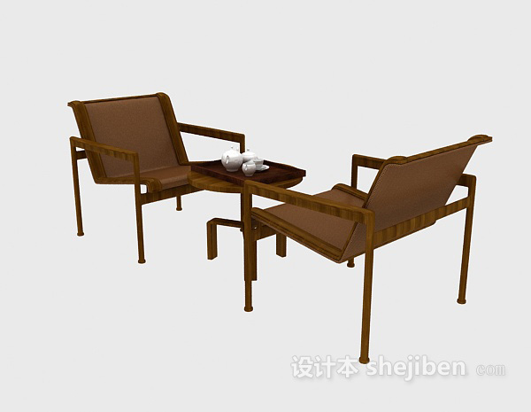 免费中式实木休闲桌椅3d模型下载
