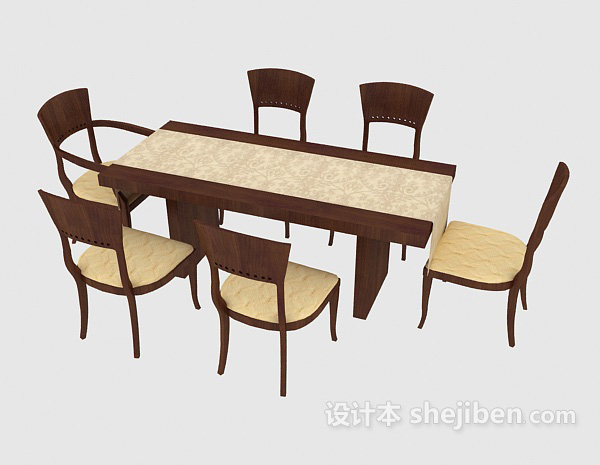 家庭简洁餐桌餐椅3d模型下载