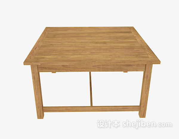 田园风格实木方形茶几桌3d模型下载