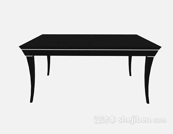 东南亚风格黑色实木餐桌3d模型下载