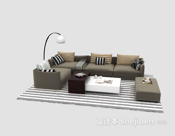 免费田园风格组合沙发3d模型下载