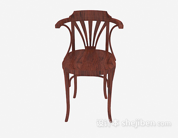 中式风格个性扶手木椅3d模型下载