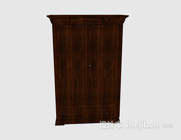 中式风格漆木衣柜3d模型下载
