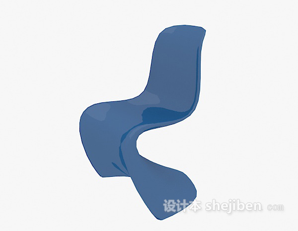 蓝色一体休闲椅3d模型下载