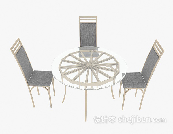 地中海风格家居餐桌餐椅组合3d模型下载