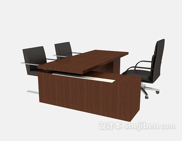 现代风格现代风格实木办公桌3d模型下载
