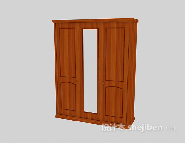 免费现代风格实木衣柜3d模型下载