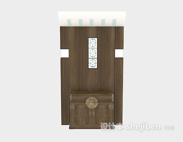 中式风格中式门口玄关柜3d模型下载