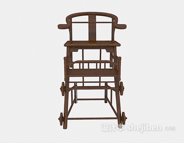中式风格儿童座椅3d模型下载