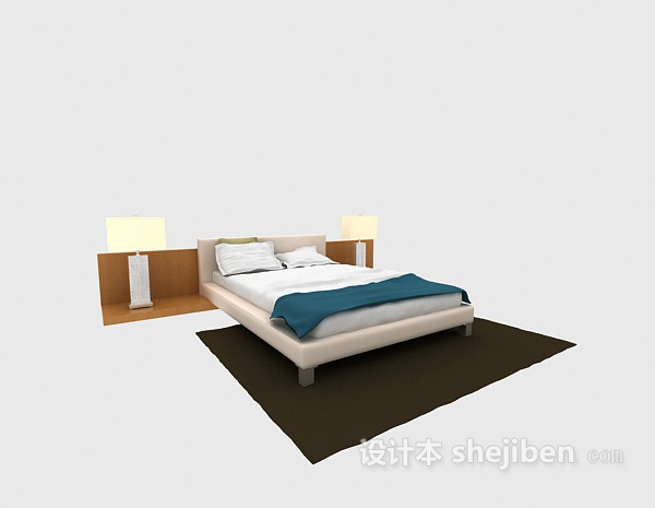 现代风格简约家居双人床3d模型下载