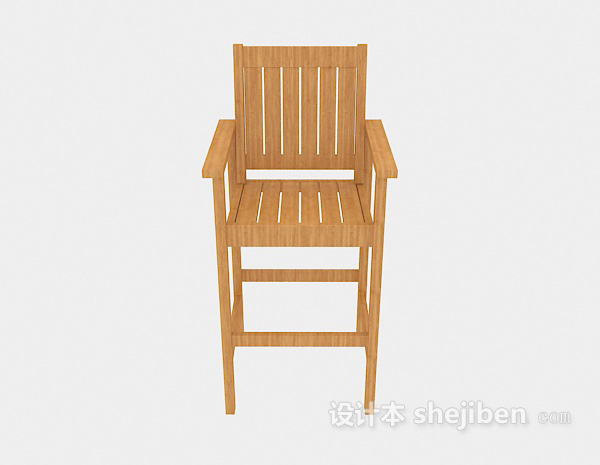 现代风格实木吧台椅3d模型下载