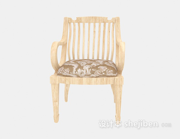 现代风格简约实木欧式休闲椅3d模型下载
