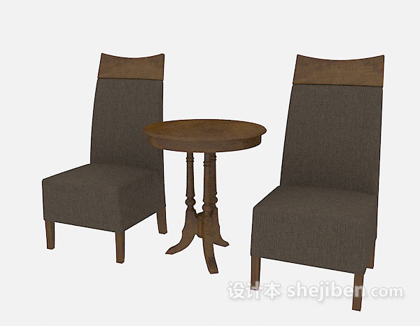 免费木质休闲高背椅3d模型下载