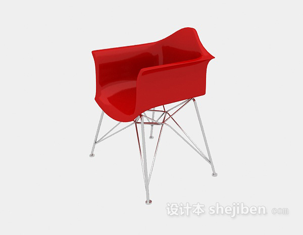 简约红色休闲椅子3d模型下载