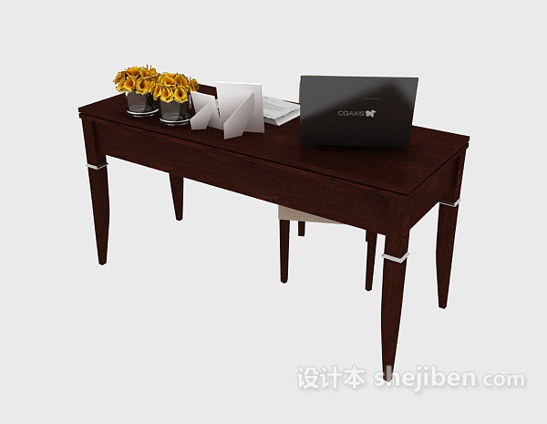 免费简约书桌椅3d模型下载
