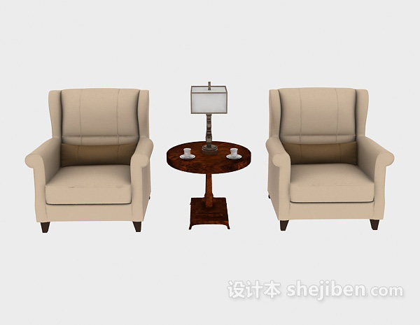中式风格新中式单人沙发3d模型下载