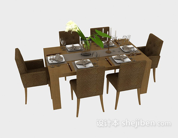 西餐餐桌3d模型下载