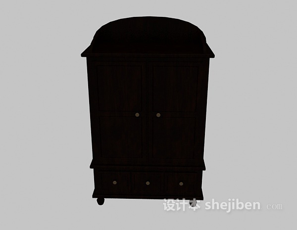 中式风格中式黑色衣柜3d模型下载