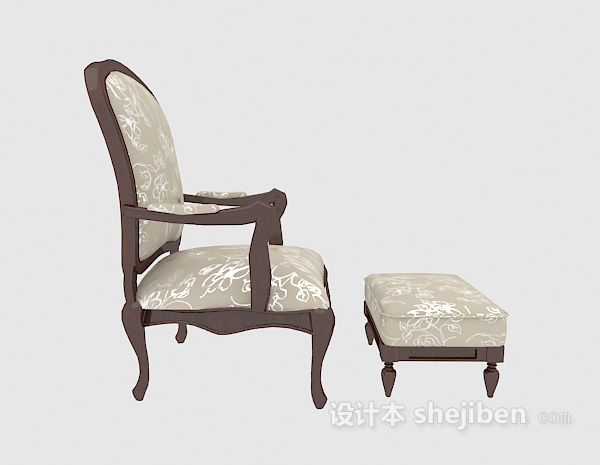 欧式单人沙发椅凳3d模型下载