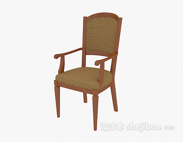 免费棕色美式餐椅3d模型下载