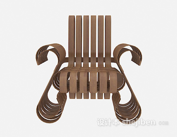 现代风格创意木编休闲椅3d模型下载