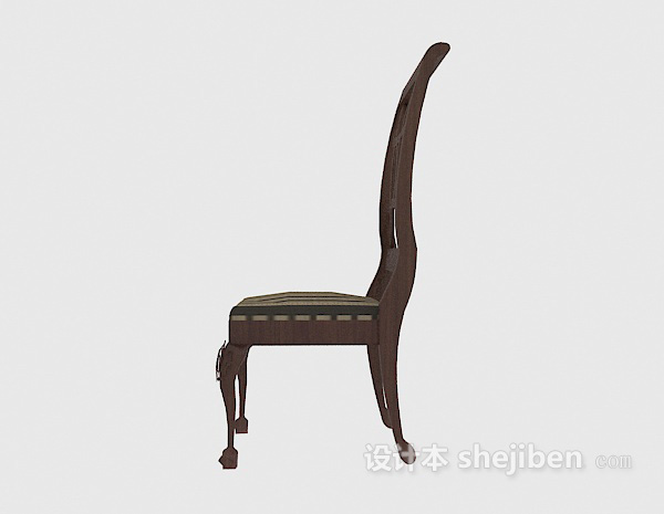 中式高靠背餐椅3d模型下载