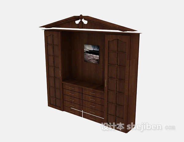 带电视柜的衣柜3d模型下载
