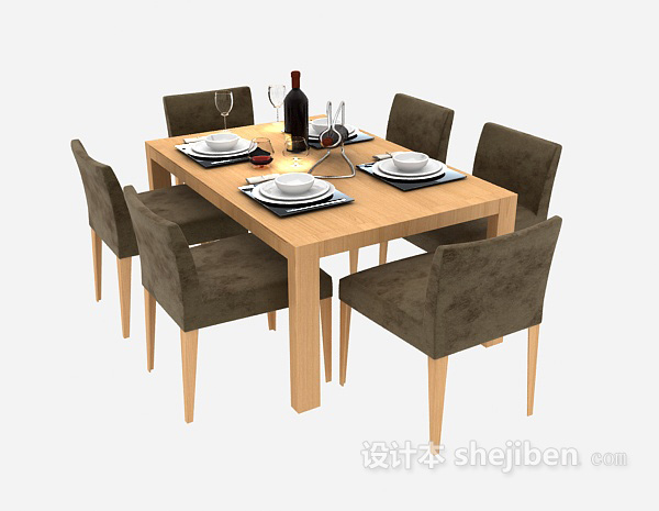 简约家具餐桌3d模型下载