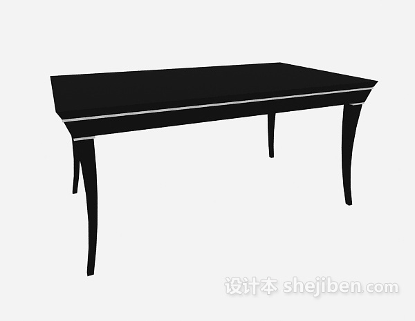 免费黑色实木餐桌3d模型下载