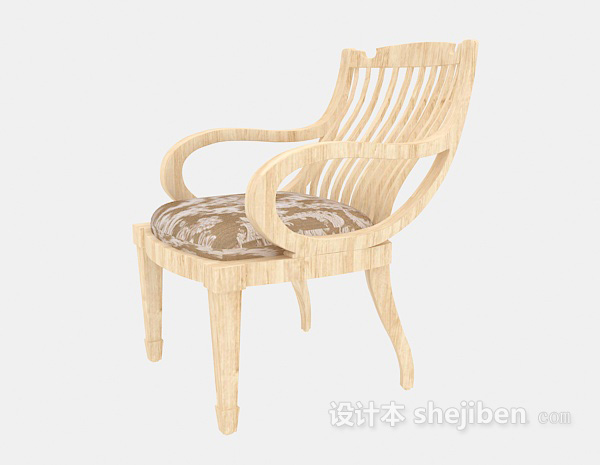 简约实木欧式休闲椅3d模型下载