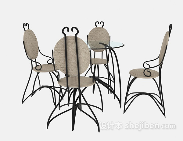 创意个性桌椅组合3d模型下载