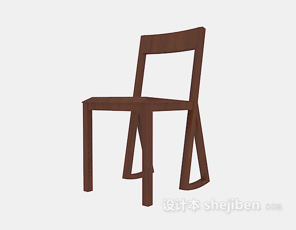 实木休闲靠背椅3d模型下载