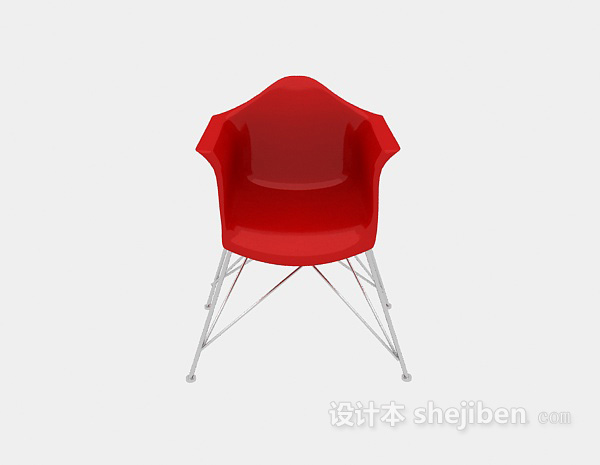 现代风格简约红色休闲椅子3d模型下载