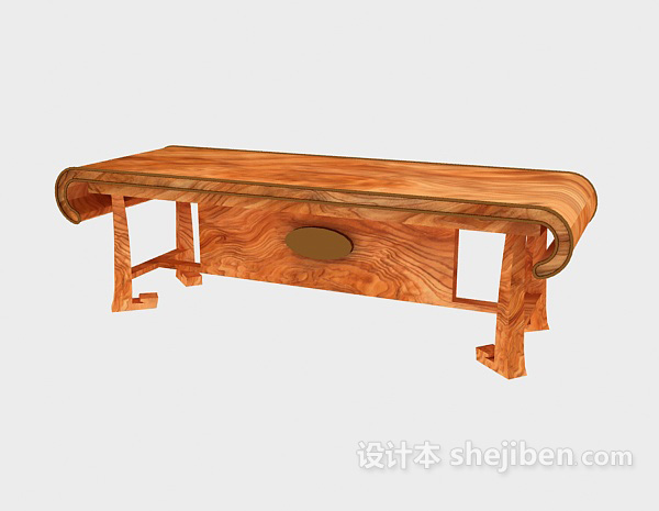 免费欧式原木餐桌3d模型下载