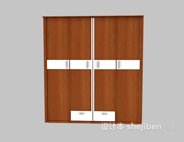 现代风格实木衣柜3d模型下载