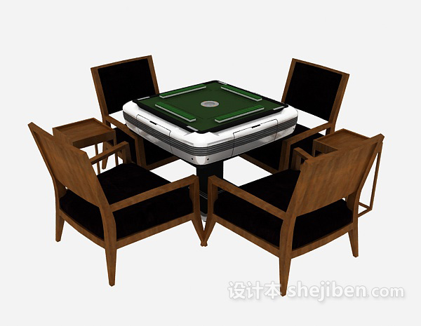 东南亚风格实木麻将桌3d模型下载