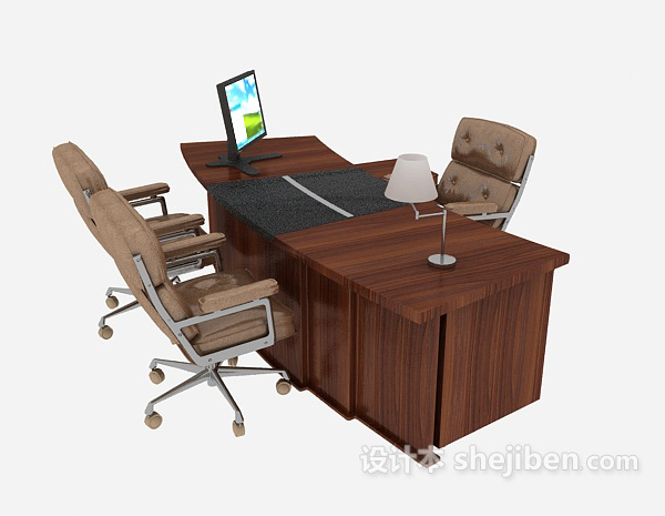 简约现代办公桌3d模型下载
