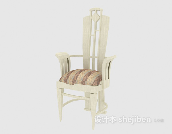 免费白色欧式餐椅3d模型下载
