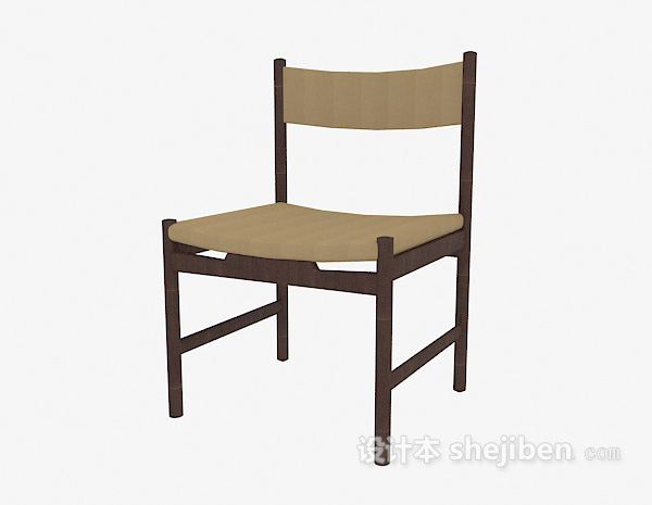 现代风格中式家居实木餐椅3d模型下载