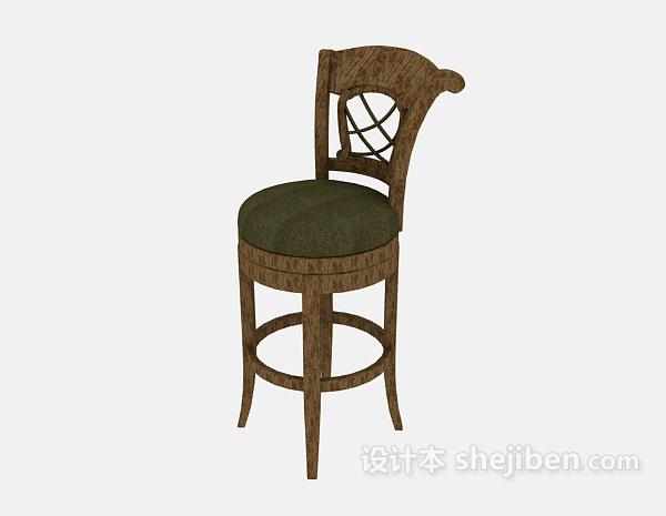 欧式实木吧台椅3d模型下载