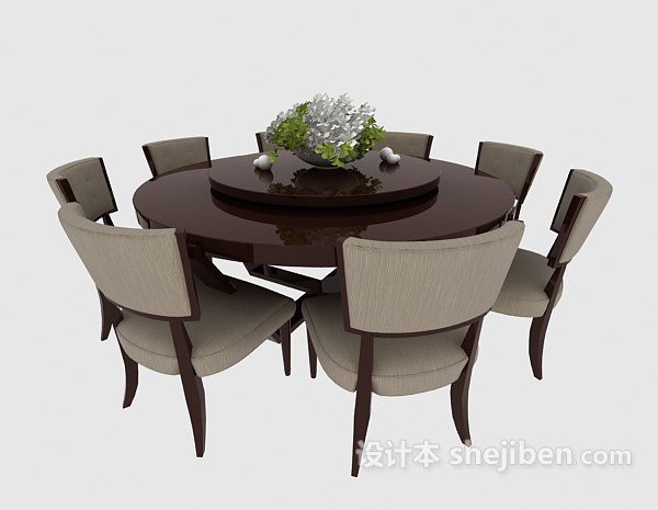 现代时尚旋转小圆形餐桌3d模型下载