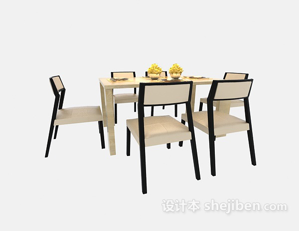现代风格时尚家具餐桌3d模型下载